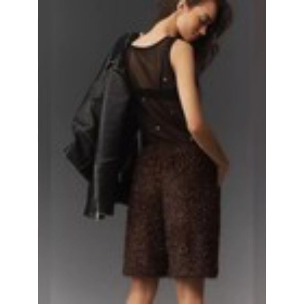 Anthropologie Maeve Tinsel High-Rise Long Shorts SZ XS NWT Brown Metallic Party - Picture 3 of 3
